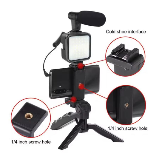 7-in-1 Professional Vlogging Kit for Smartphones with Tripod, Light & Microphone