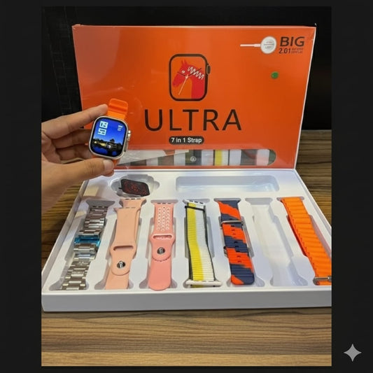 Ultra Smartwatch 7 in 1 Interchangeable Straps - Big 2.01" Display