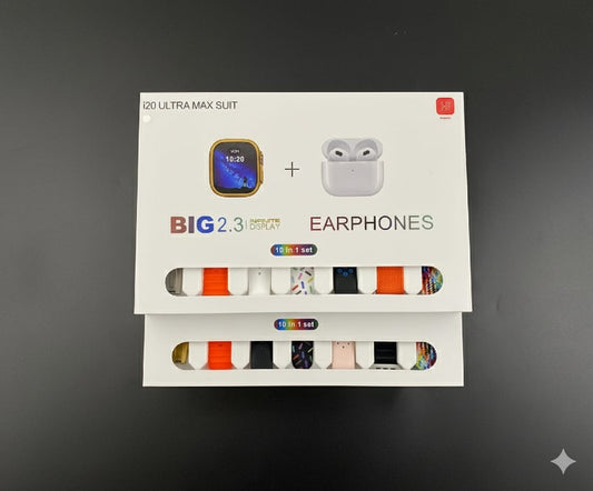 i20 Ultra Max Suit - 10-in-1 Mega Combo with Smartwatch & Earphones!