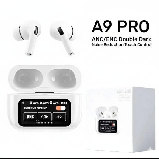 A9 Pro TWS Earbuds with Smart Display Case - ANC & ENC Noise Cancellation