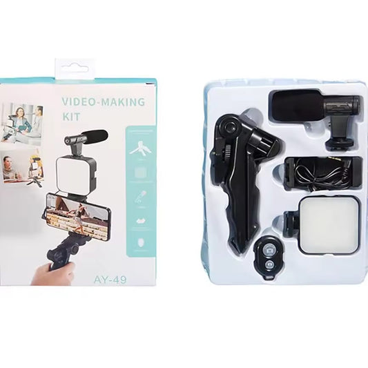 7-in-1 Professional Vlogging Kit for Smartphones with Tripod, Light & Microphone