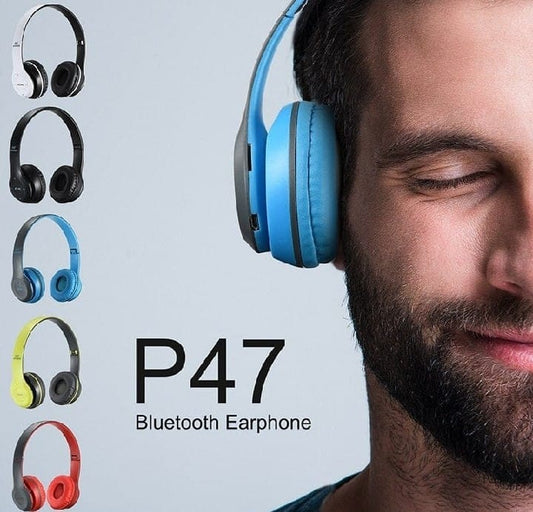 P47 On-Ear Wireless Bluetooth Headphones with Built-in Mic